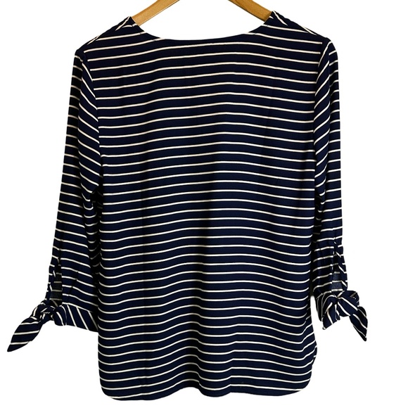 Talbots MP Striped Tunic with 3/4 Tie Sleeves and‎ V-neck Collar *Versatile* - Picture 5 of 5